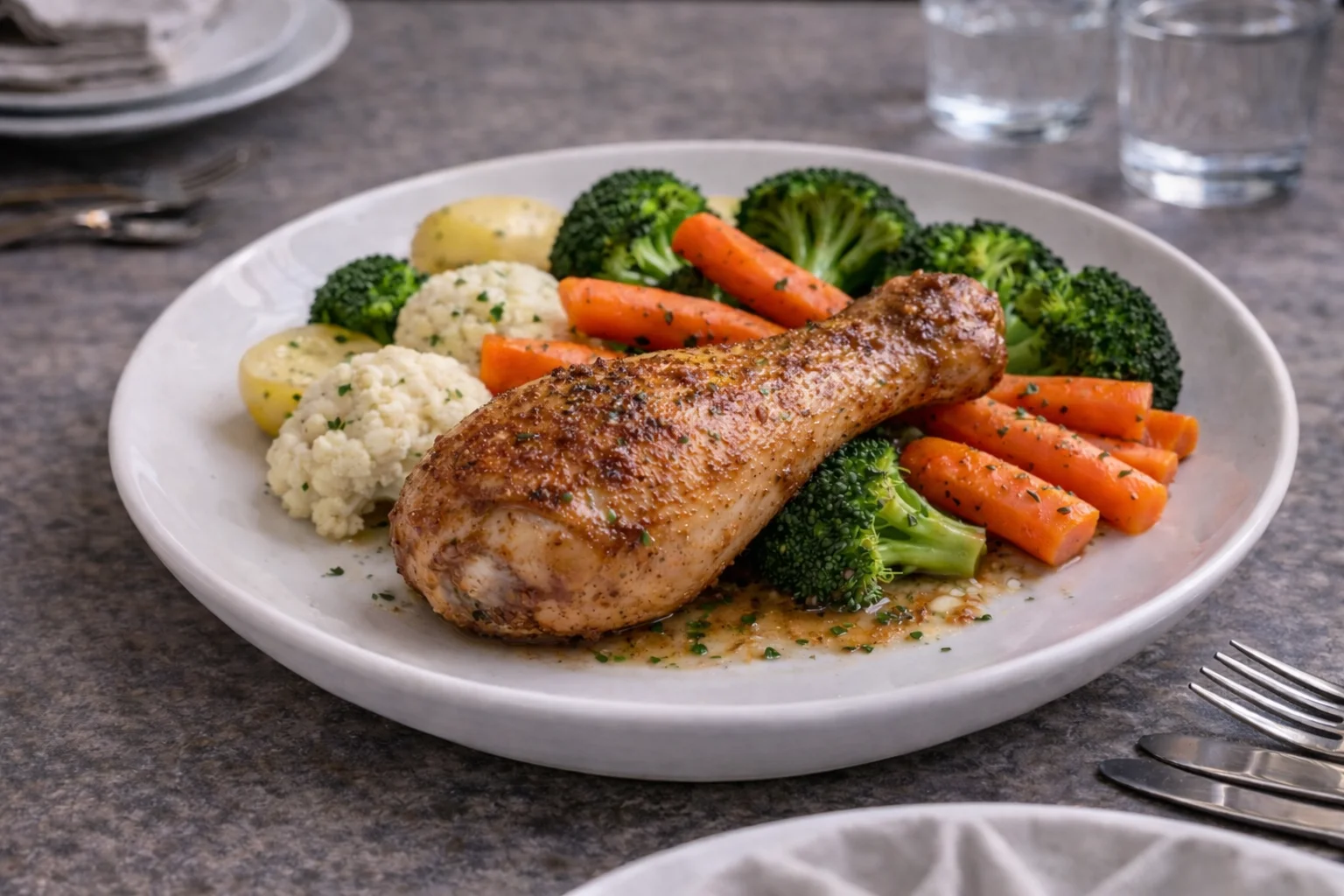 Pouletschenkel mit Gemüse