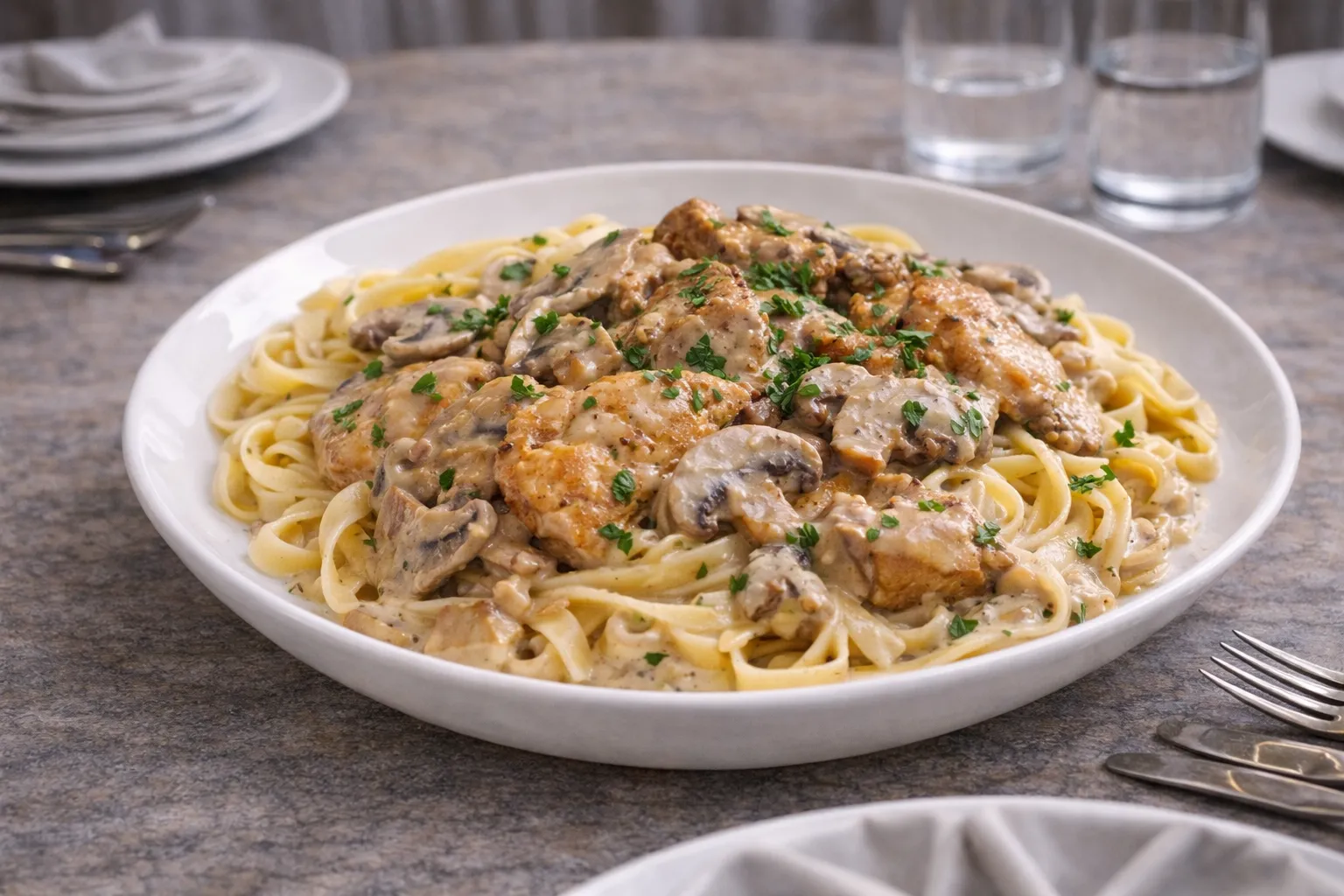 Poulet mit Champignonsauce